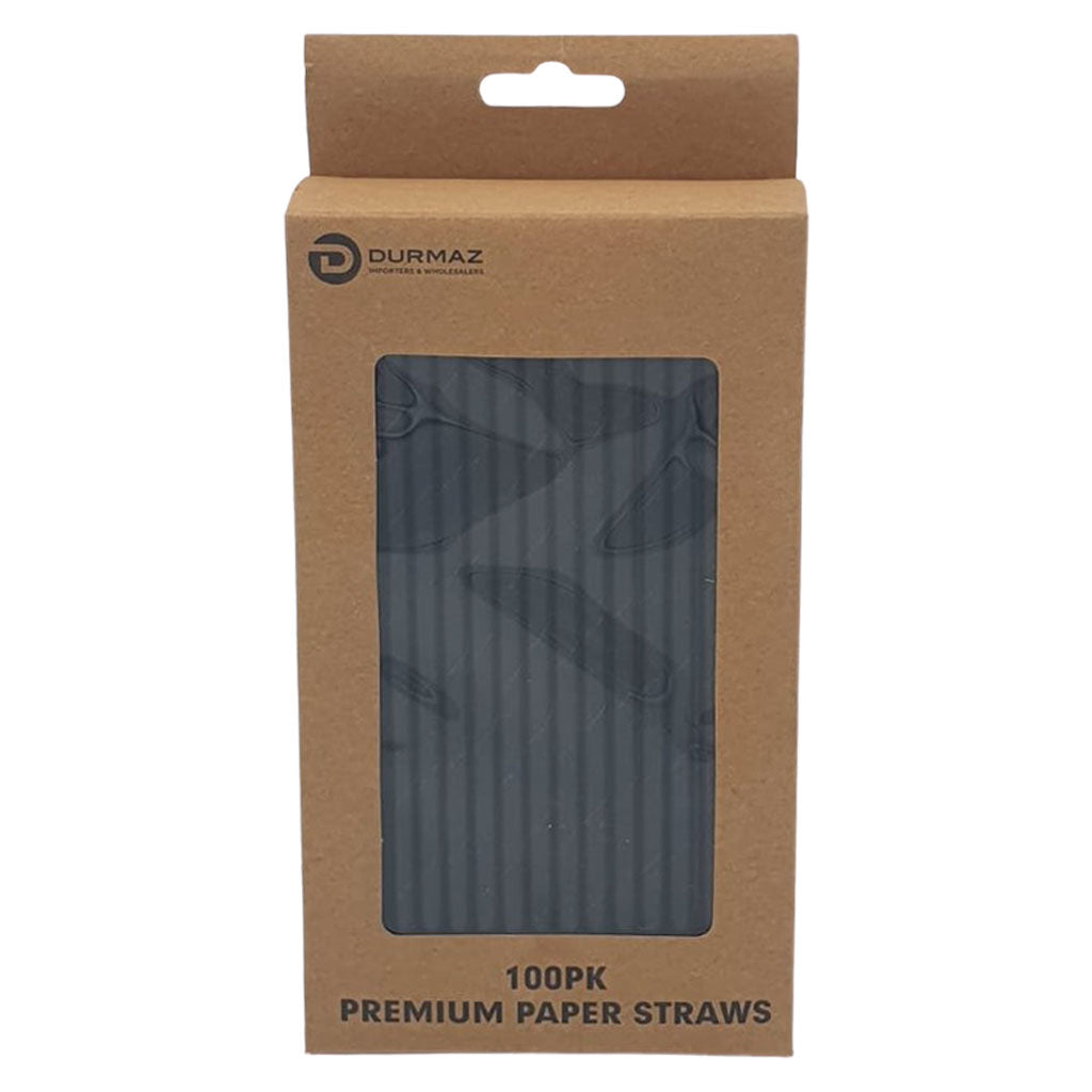 Eco Biodegradable Material Premium Paper Straws - 100PK