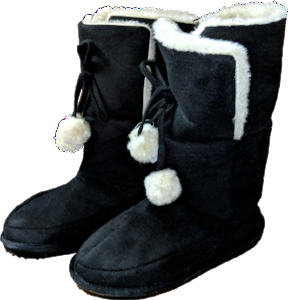 Women's Boots - Black with Pom Pom