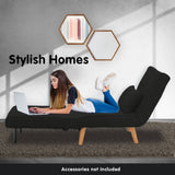 Sarantino Adjustable Chair Single Sofa Bed Faux Velvet - Black