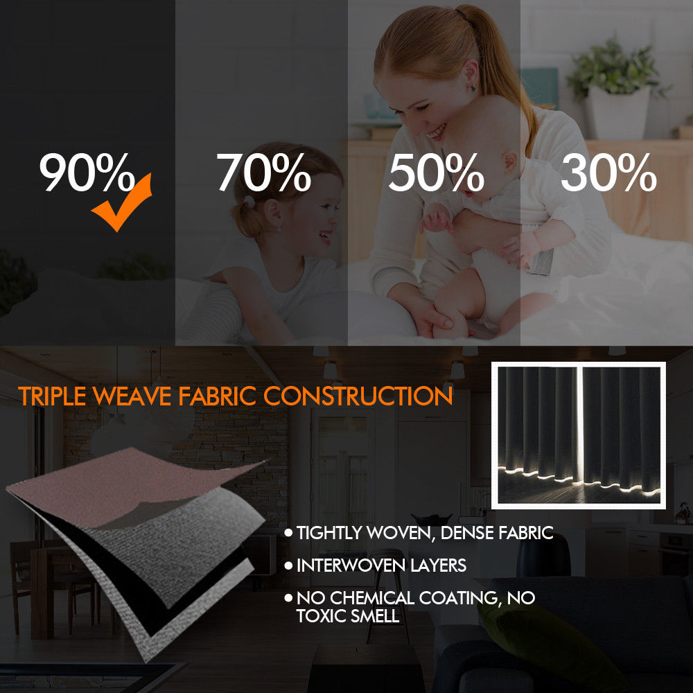 2x 100% Blockout Curtains Panels 3 Layers Eyelet Black 240x230cm