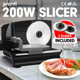 200W Pronti Deli and Food Electric Meat Slicer Blades Processor Black