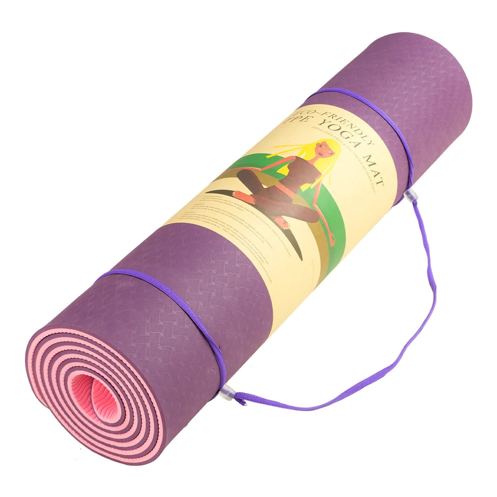 Powertrain Eco-Friendly TPE Pilates Exercise Yoga Mat 8mm - Dark Purple