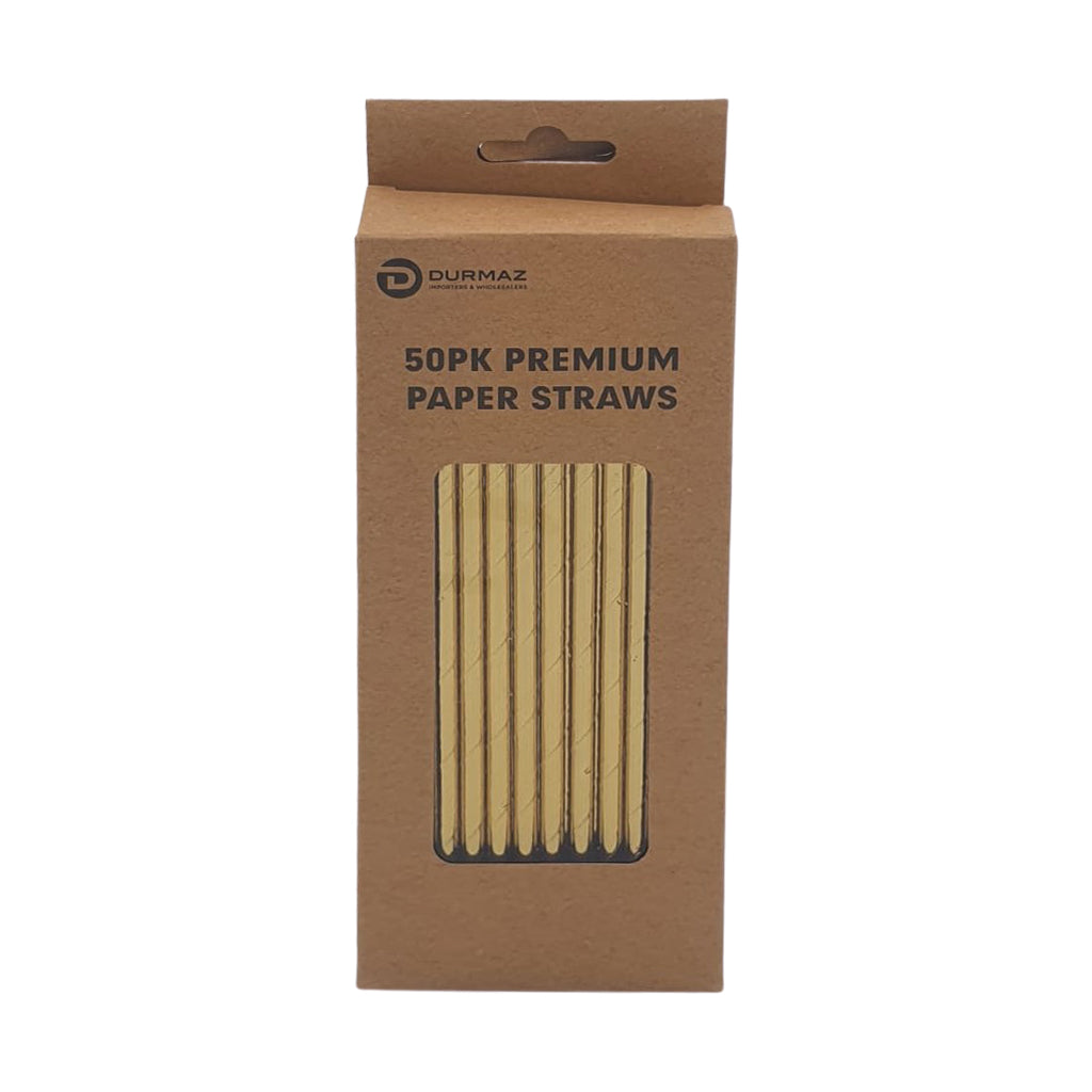 Eco Biodegradable Material Premium Paper Straws - 50PK
