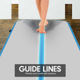 4m x 2m Air Track Gymnastics Mat Tumbling Exercise - Grey Blue