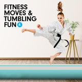 4m x 2m Air Track Gymnastics Mat Tumbling Exercise - Grey Green