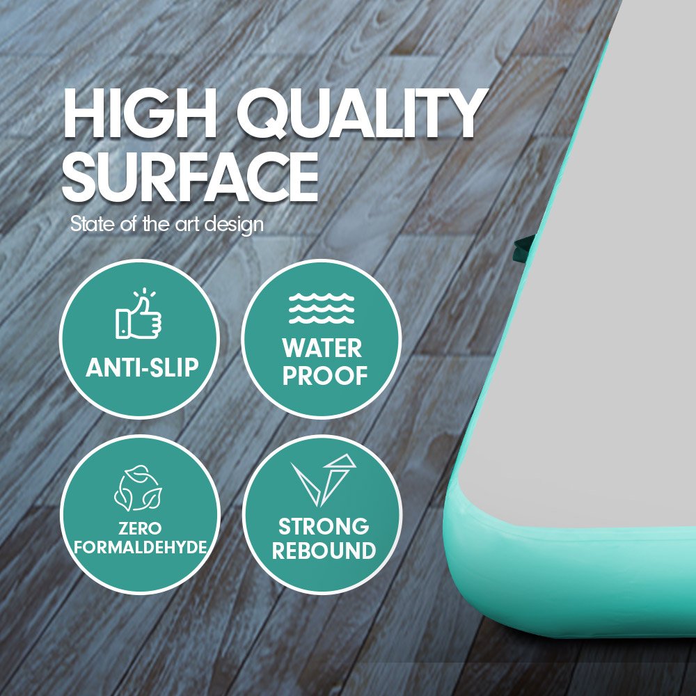 8m x 1m Air Track Inflatable Gymnastics Mat Tumbling - Grey Green