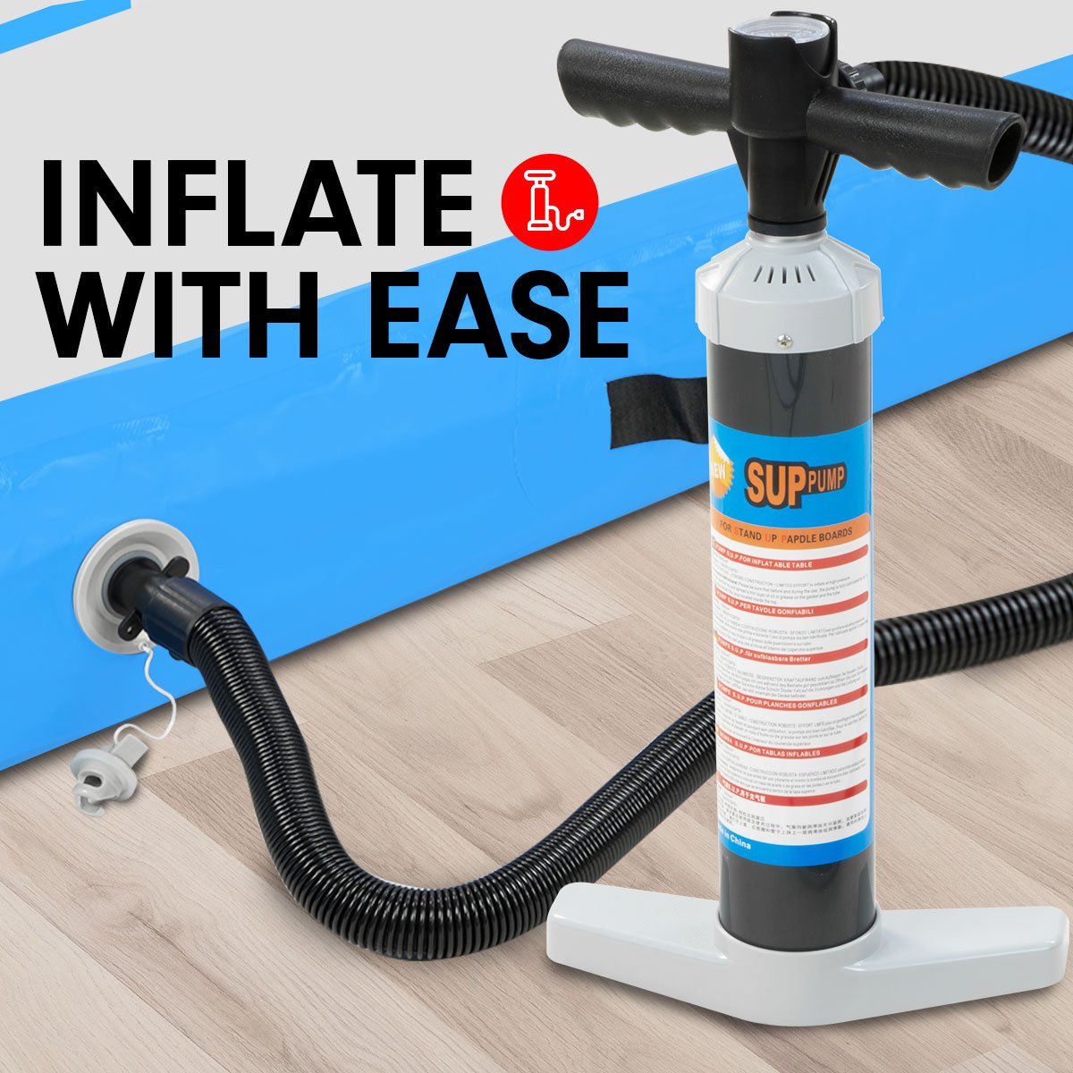 Manual Hand SUP Pump for Air Tracks Inflatable Mattresses Toys Mats