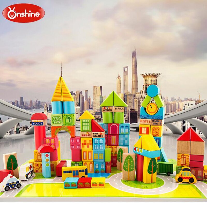 Municipal Transportation Wooden Building Blocks - 100pcs