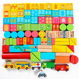 Municipal Transportation Wooden Building Blocks - 100pcs