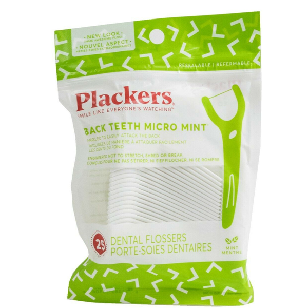 Plackers 25 Dental Flossers (Back Teeth Micro Mint) Smooth Sales