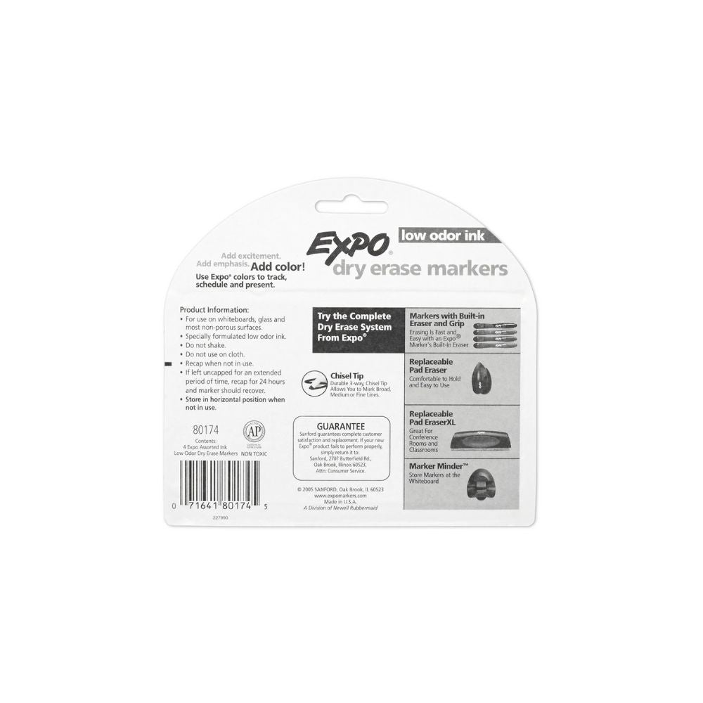 Expo Dry Erase Markers Assorted Colours - 4 Pack