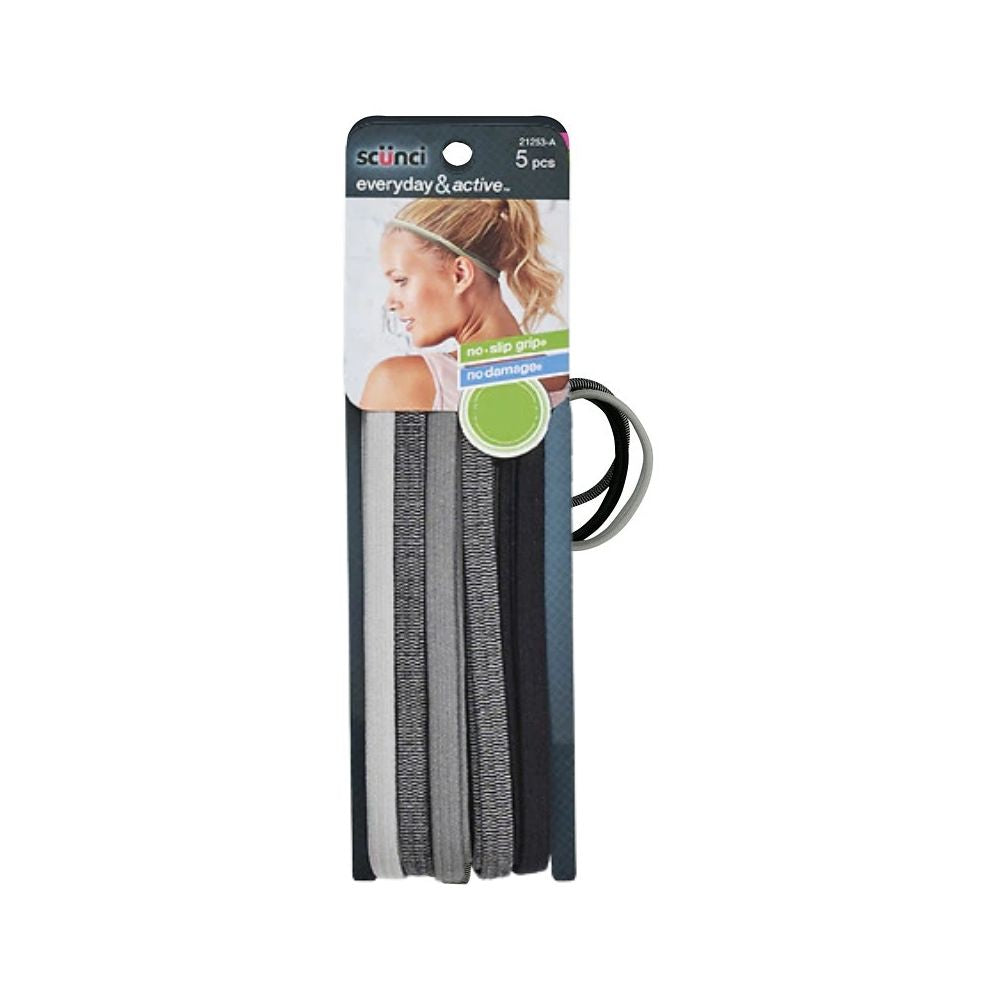 Scunci Everyday & Active Skinny Headwraps No-Slip Grip - 5 headwraps