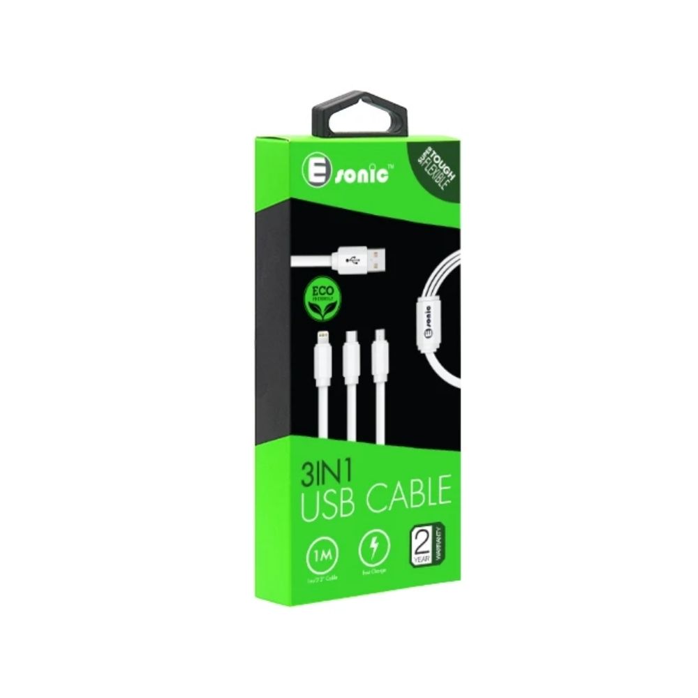 Esonic Eco Friendly 3-in-1 USB Cable - 1m