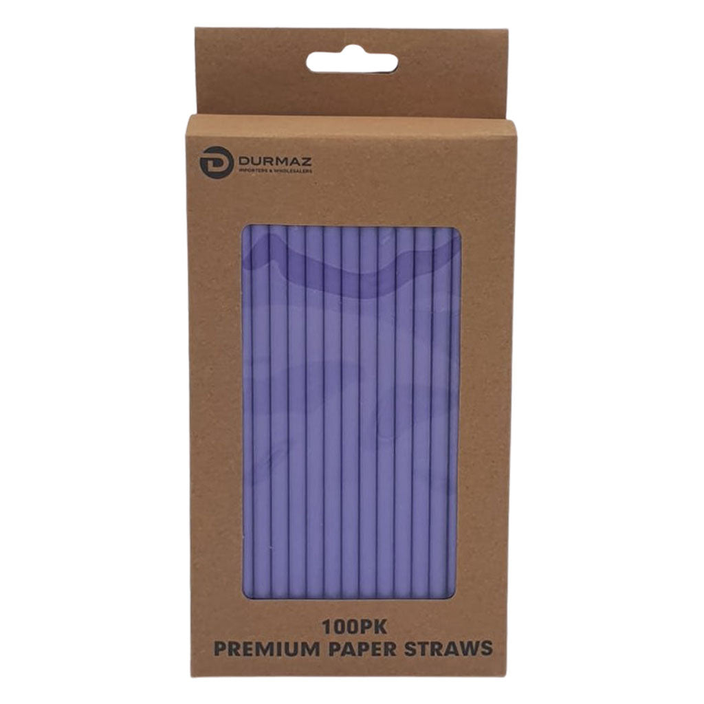Eco Biodegradable Material Premium Paper Straws - 100PK