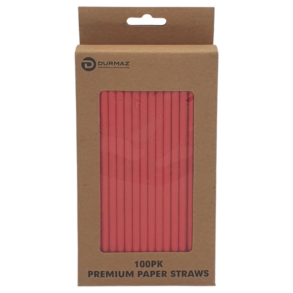 Eco Biodegradable Material Premium Paper Straws - 100PK