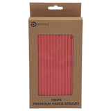 Eco Biodegradable Material Premium Paper Straws - 100PK