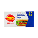 2 Pack x OSO Easy Resealable Sandwich Bags - 17.5x16.5cm - 40pc