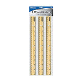 Bazic Wooden Ruler - 3 Pack