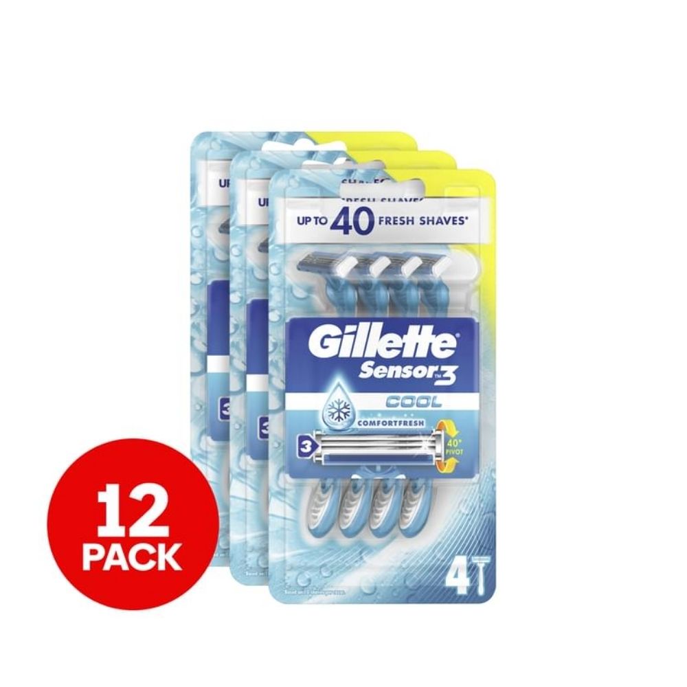 3 Pack x Gillette Sensor 3 Cool ComfortFresh Razors 4pc