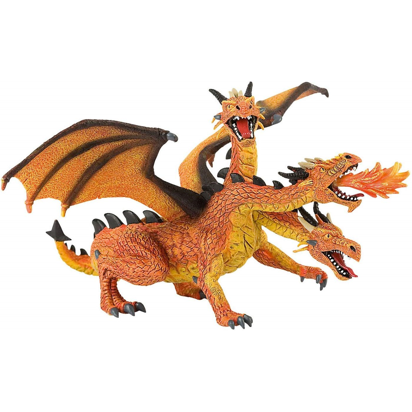 Bullyland Orange Triple-Headed Dragon Figurine