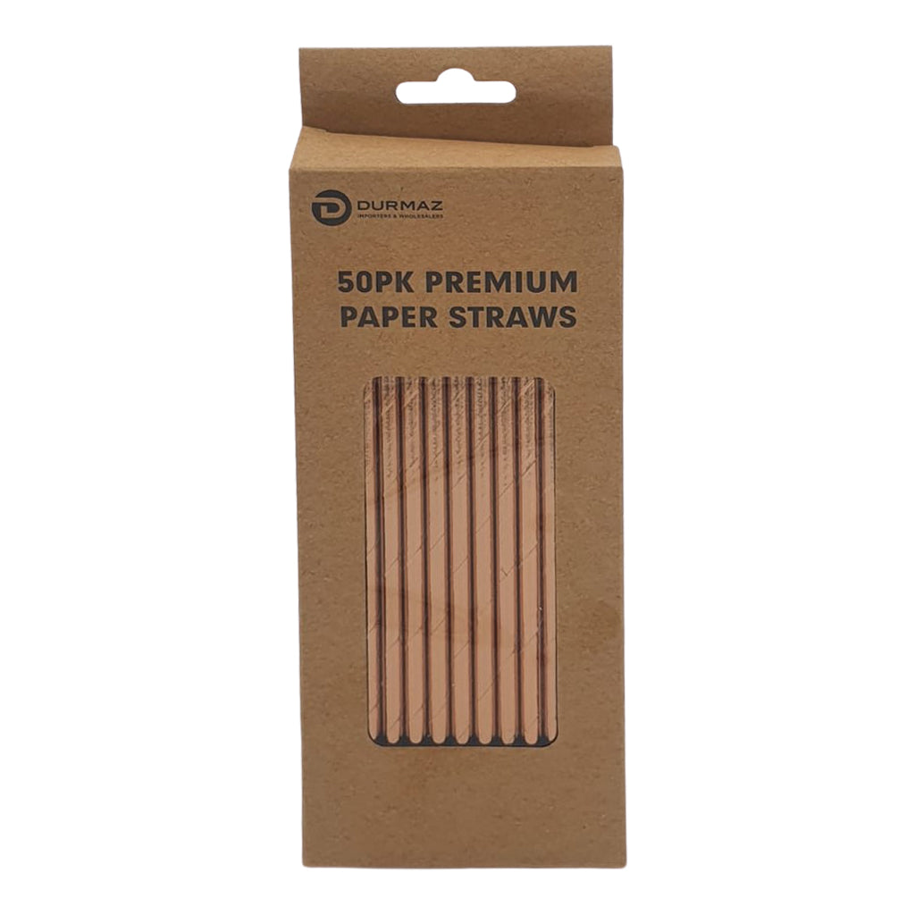 Eco Biodegradable Material Premium Paper Straws - 50PK