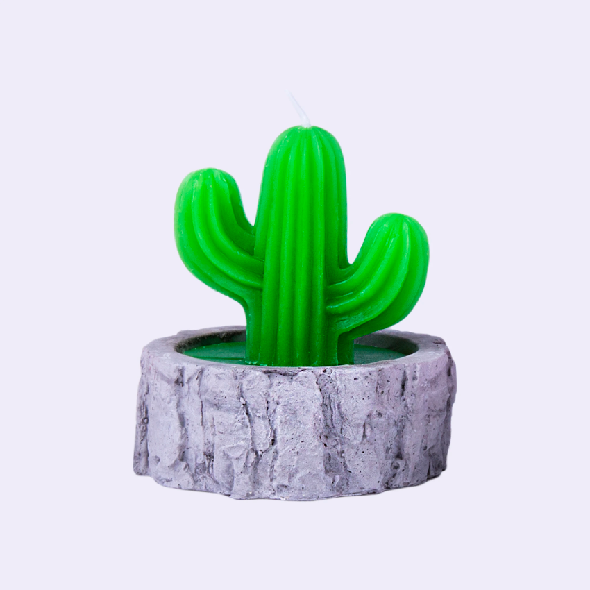 Lazy Dayz Cactus Candle in Concrete Pot