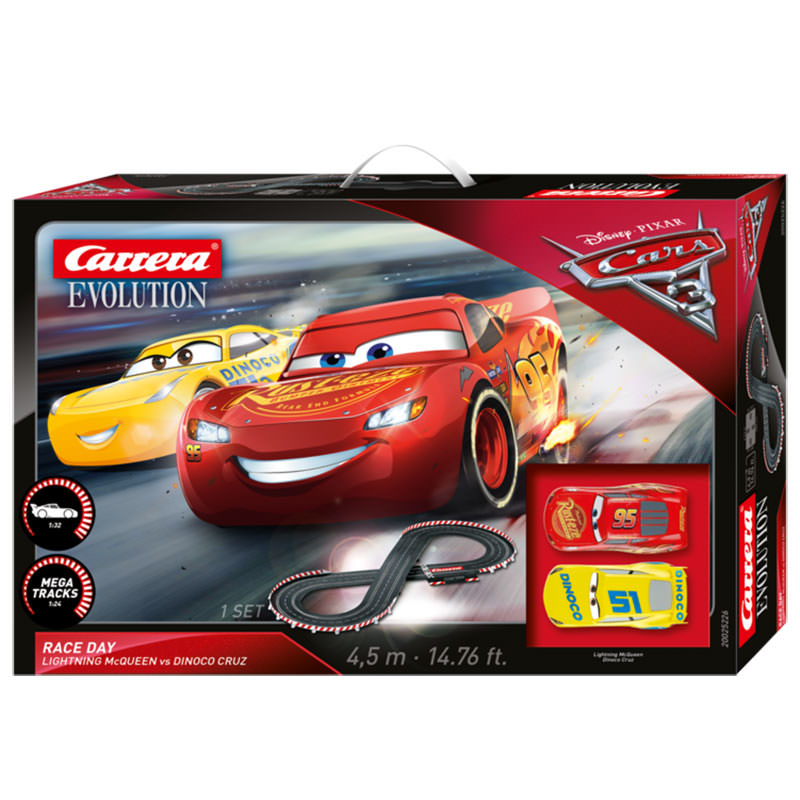 Carrera Evolution Cars 3 Race Day Slot Racing Set Lightning McQueen vs Dinoco Cruz