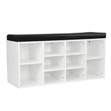 Shoe Rack Cabinet Organiser Black Cushion - 104 x 30 x 48 - White