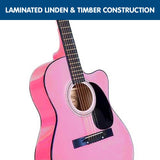 38in Cutaway Acoustic Guitar with guitar bag - Pink
