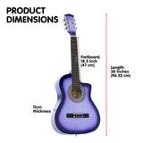 38in Pro Cutaway Acoustic Guitar with guitar bag - Purple Burst