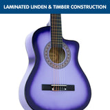 38in Pro Cutaway Acoustic Guitar with guitar bag - Purple Burst