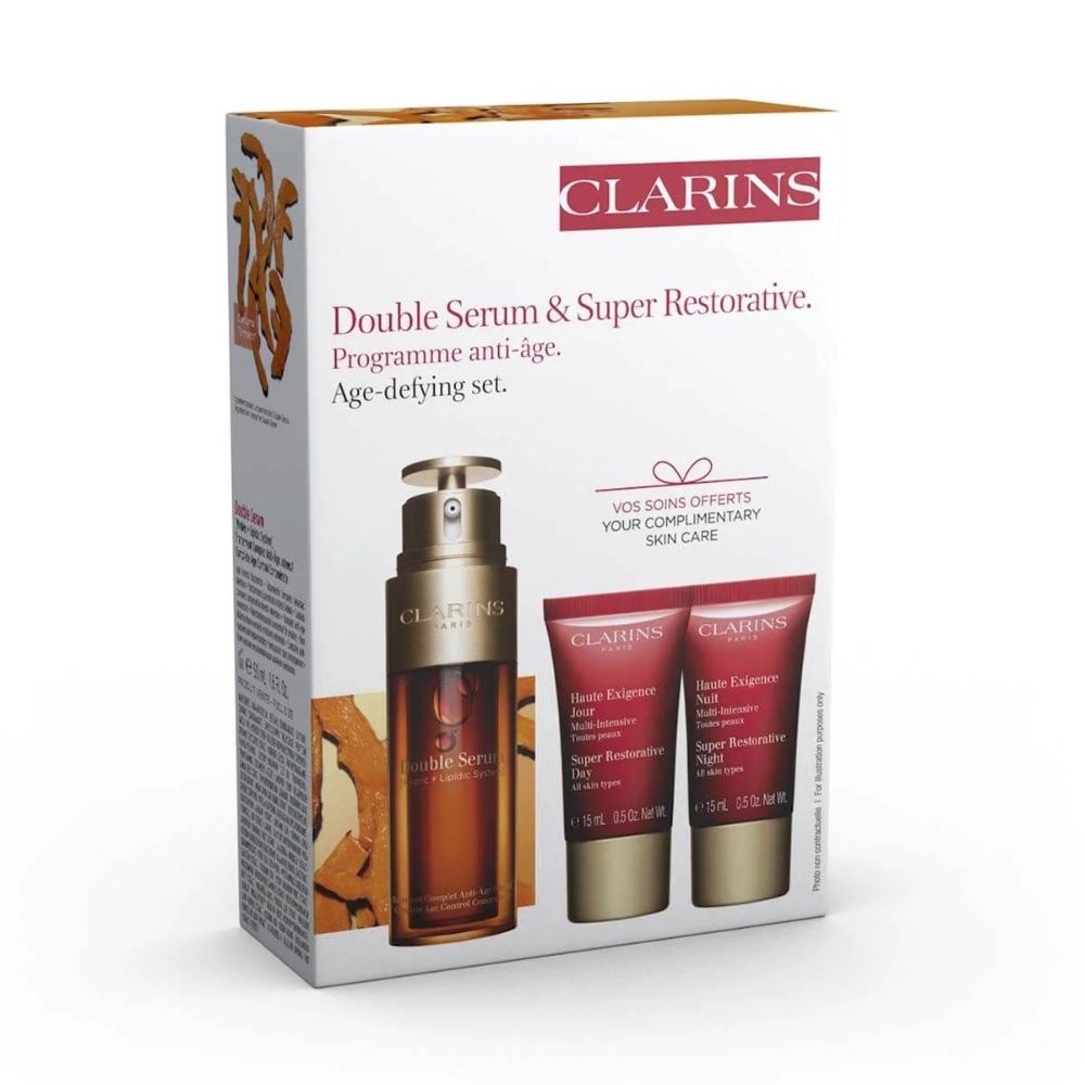 Clarins Double Serum & Super Restorative Age Defying Set - 3 Piece