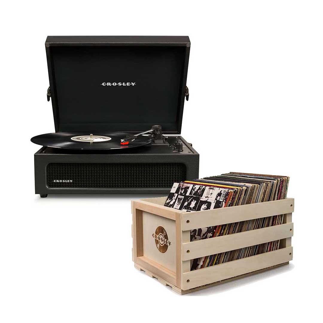 Crosley Voyager 3-Speed Portable Turntable + Free Record Storage Crate