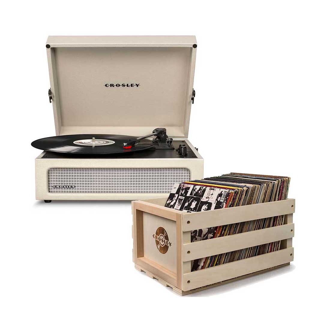 Crosley Voyager 3-Speed Portable Turntable + Free Record Storage Crate
