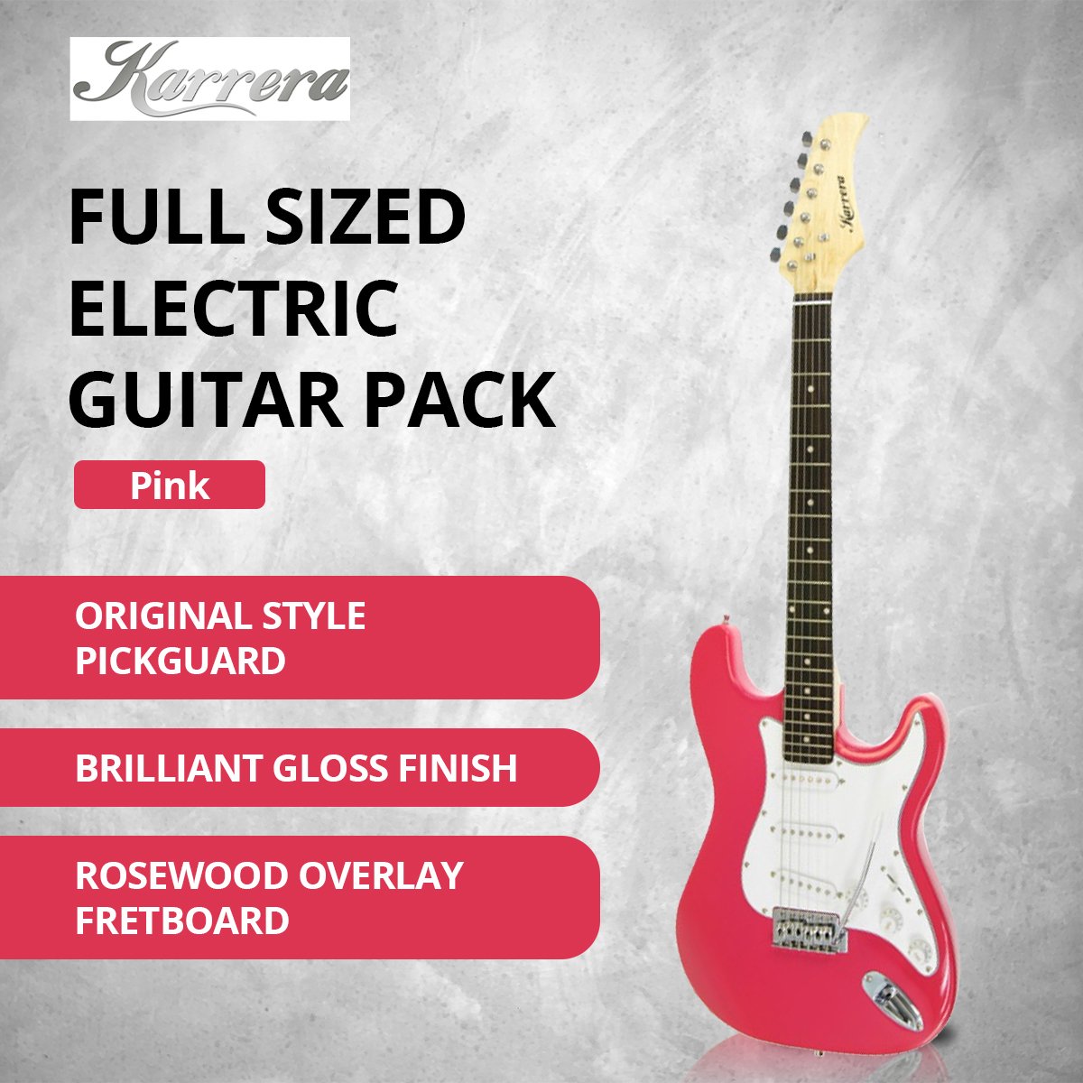 Karrera 39in Electric Guitar  - Pink