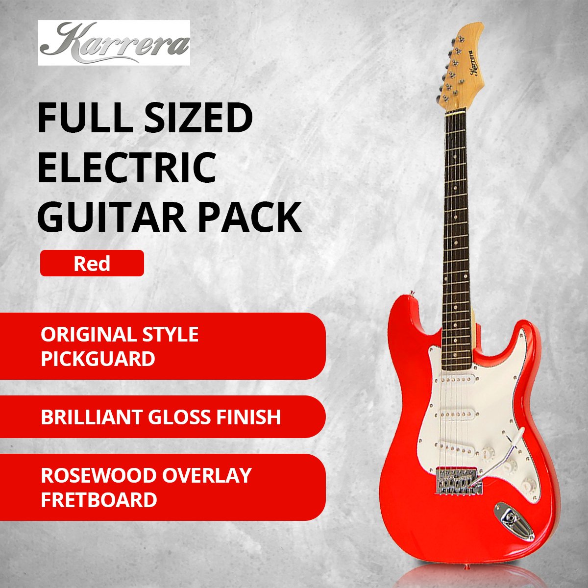 Karrera 39in Electric Guitar - Red