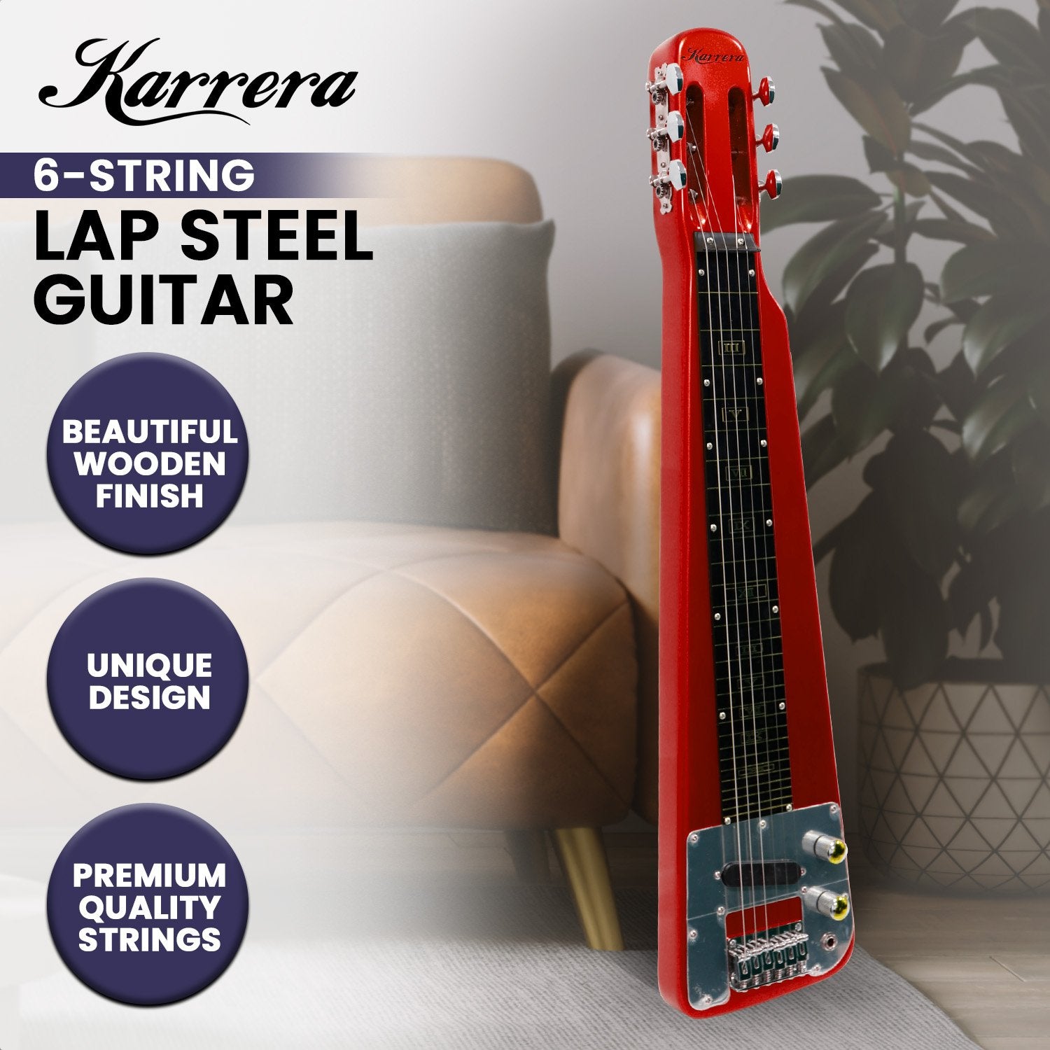 Karrera 6-String Steel Lap Guitar - Metallic Red