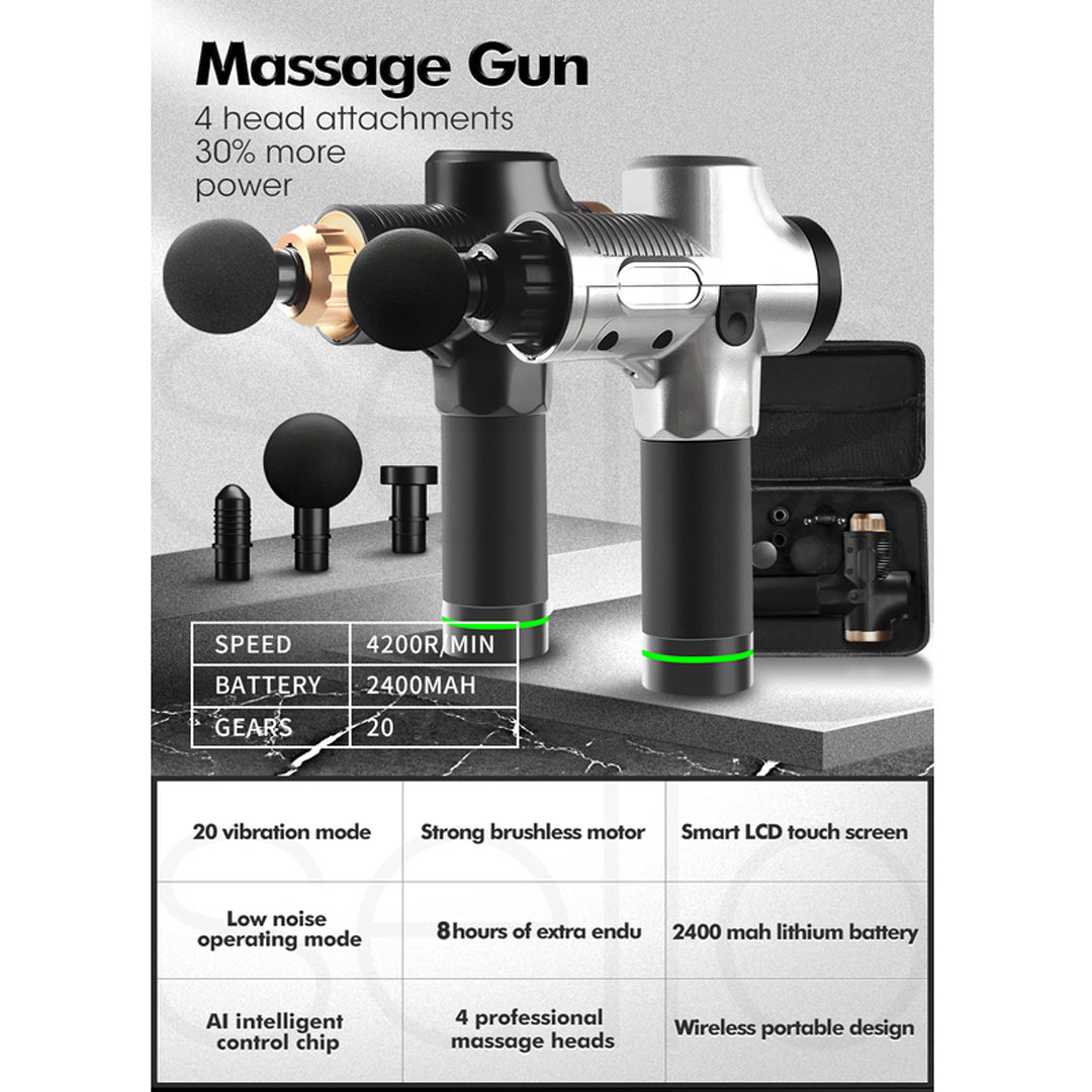 Electric Massage Gun With 4 Heads Percussion