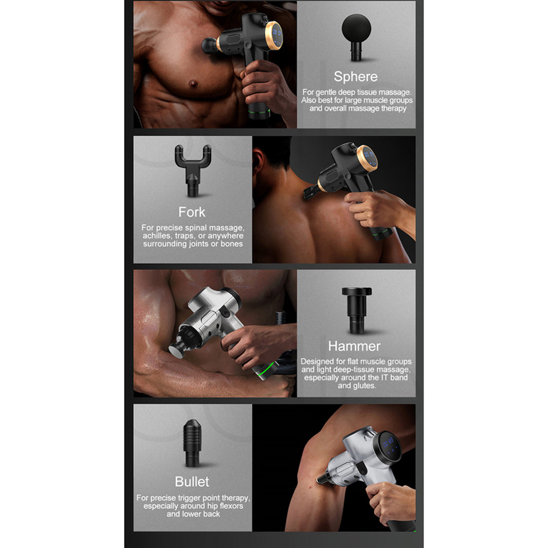 Electric Massage Gun With 4 Heads Percussion