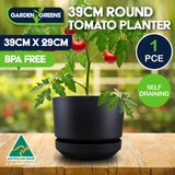 Tomato Planter Pot Shrub/Tub With Self Draining Saucer - Round - 29x39cm