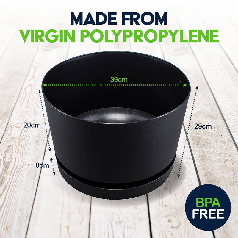 Tomato Planter Pot Shrub/Tub With Self Draining Saucer - Round - 29x39cm