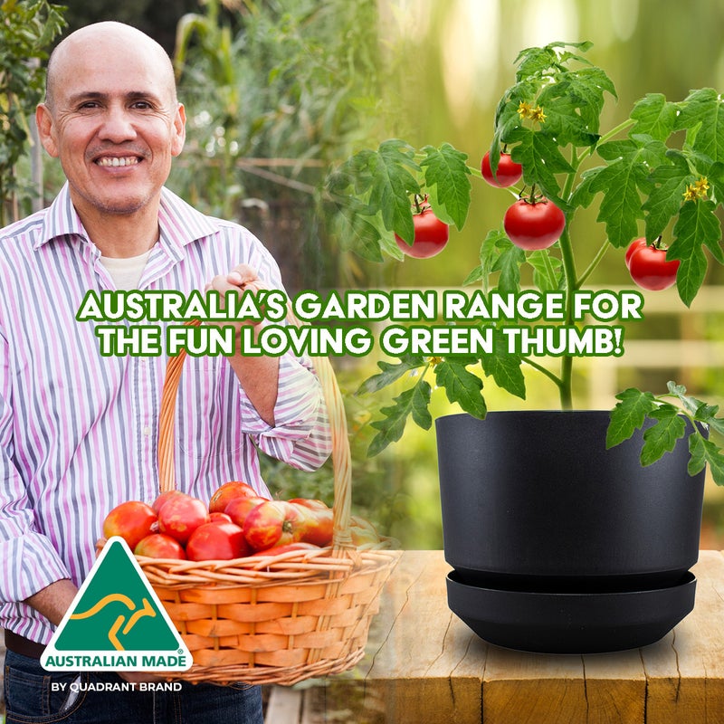 Tomato Planter Pot Shrub/Tub With Self Draining Saucer - Round - 29x39cm