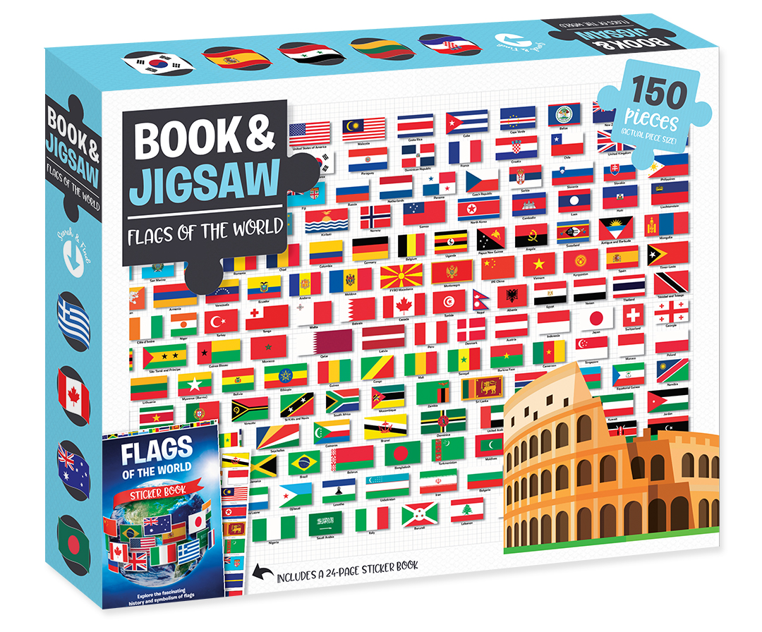 Book And 150-Piece Jigsaw: Flags Of The World