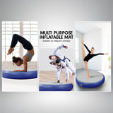 1m Air Track Spot Round Inflatable Gymnastics Tumbling Mat Pump Dark Blue