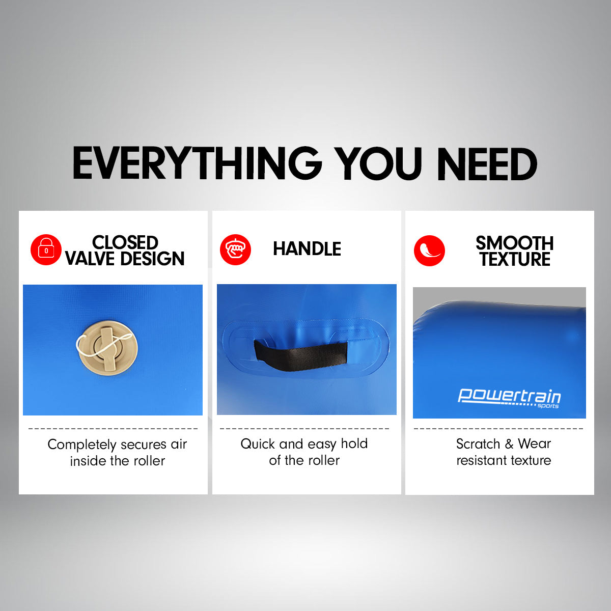 Inflatable Gymnastics Air Barrel Exercise Roller 120cm x 75cm - Blue