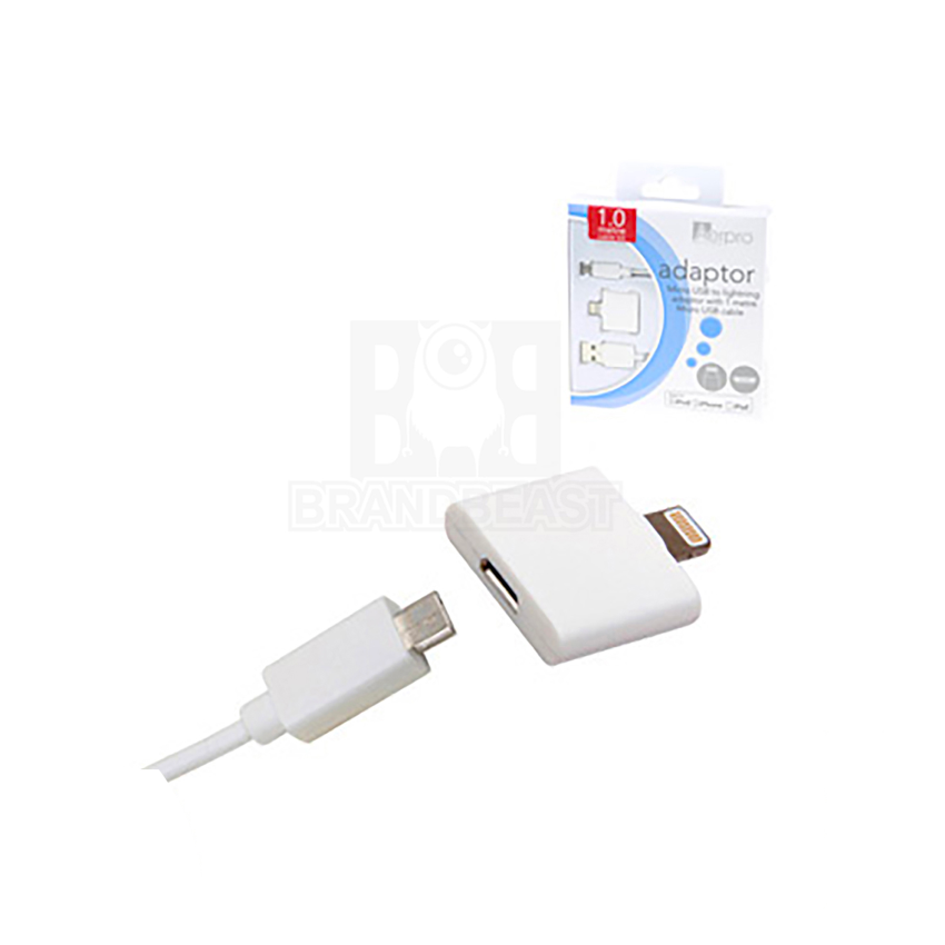 Aerpro Micro USB To Lightning Adaptor With Micro USB 1 Metre Cable