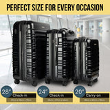 Olympus 3PC Noctis Luggage Set Hard Shell ABS+PC - Stygian Black