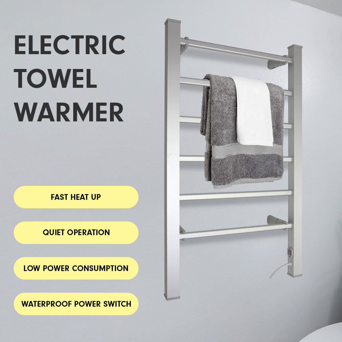 Pronti Heated Towel Rack 100W - Silver