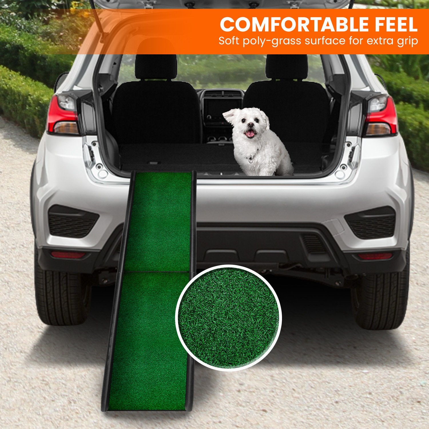 Furtastic Foldable Plastic Dog Ramp with Synthetic Grass