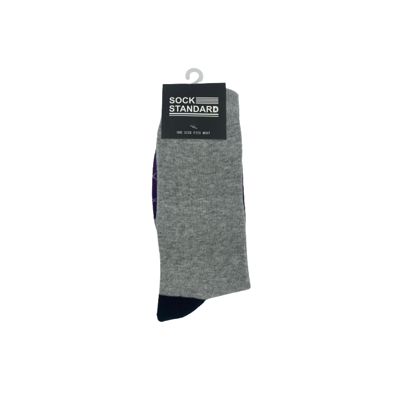 Sock Standard - Black/Purple/Grey/X Pattern